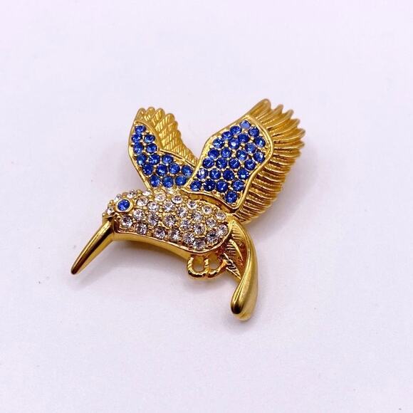 Vintage 1999 Plainville Stock Co PSCO Rhinestone Hummingbird Pin Brooch 2” - Picture 2 of 7